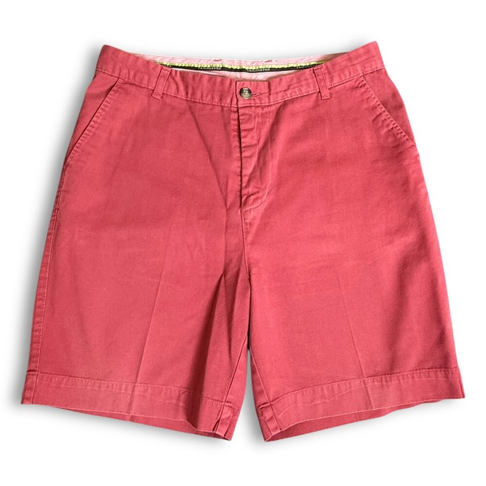 Tailorbyrd Classic Shorts Cotton Sunwashed Red‎ Preppy Flat Front Chino Mens 34
